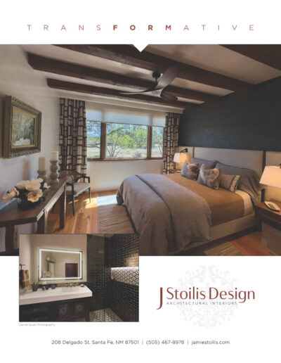 Former 4 car garage converted into attached guest bedroom for semi-retired couple in Santa Fe, Las Campanas